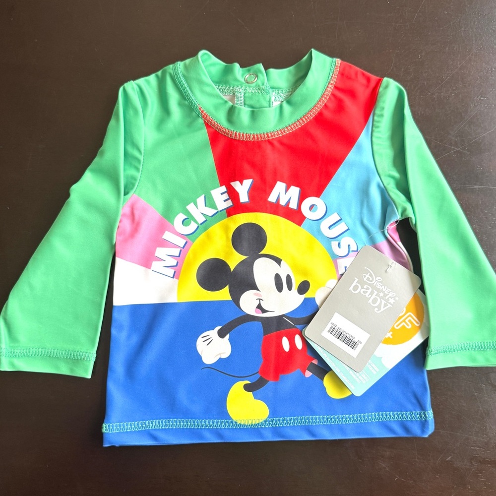 NWT Disney Baby ~ Mickey Mouse Swim Shirt ~ UPF50+ 6-9 Mos